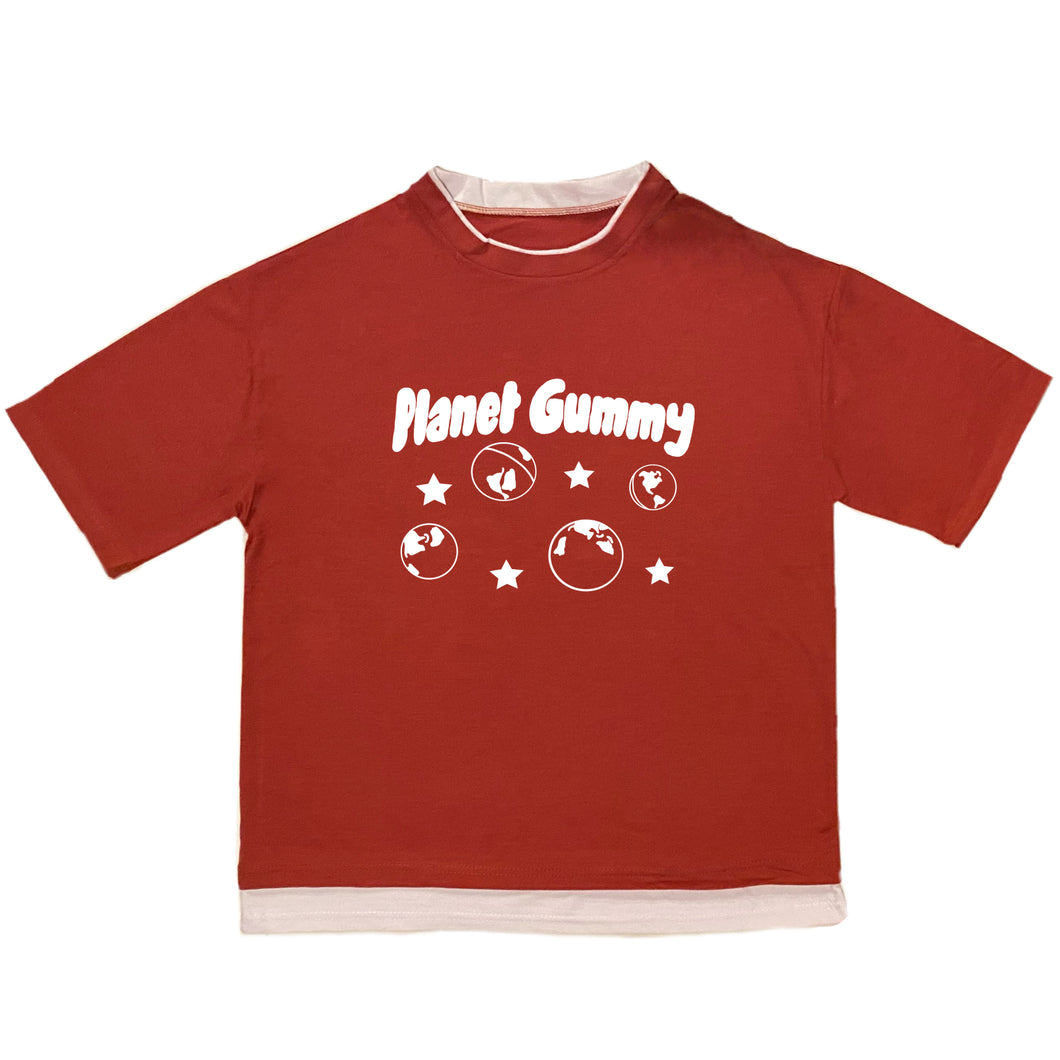 Planet Gummy Tシャツ 全６色（白/黒/赤/緑/青/茶）