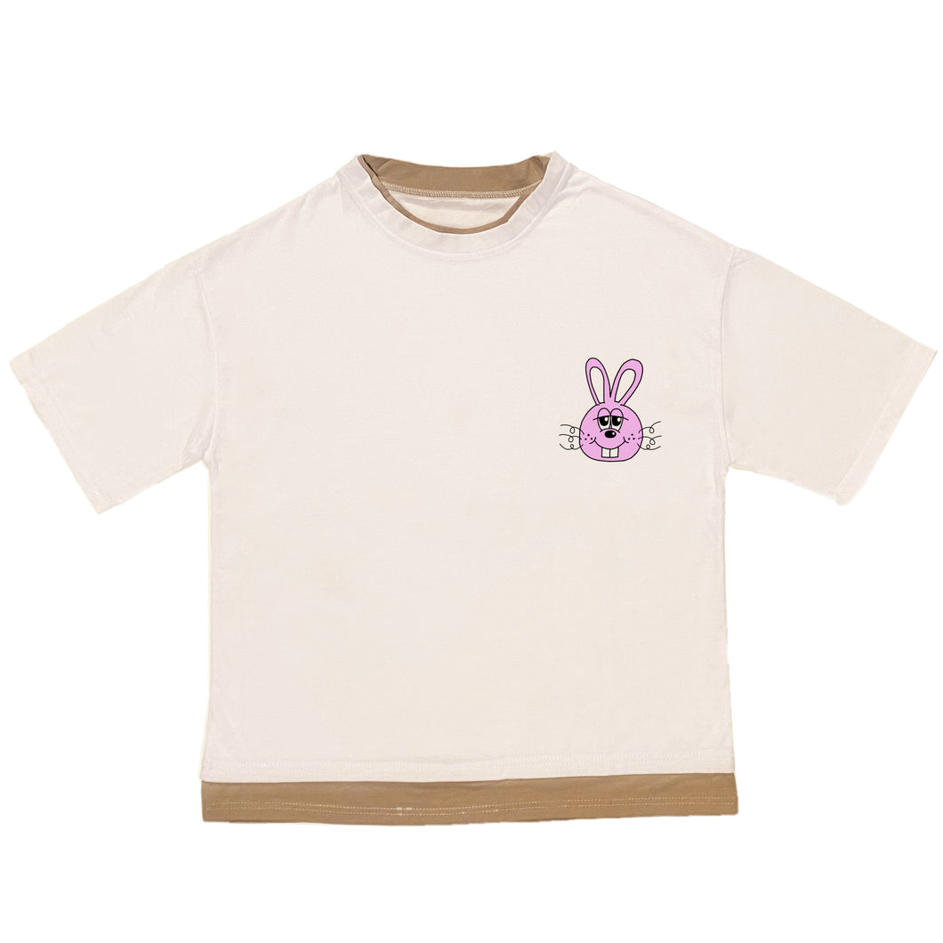 Rabbit カラープリントTシャツ（白）